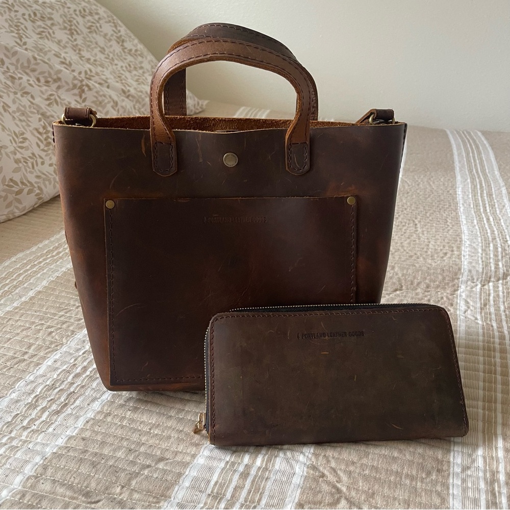 Portland Leather Goods Mini Crossbody and Wallet Set